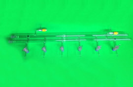 Gas Double Manifold 6 SGG1 4+ +2 youngs taps - SGL Laboratory Glassware